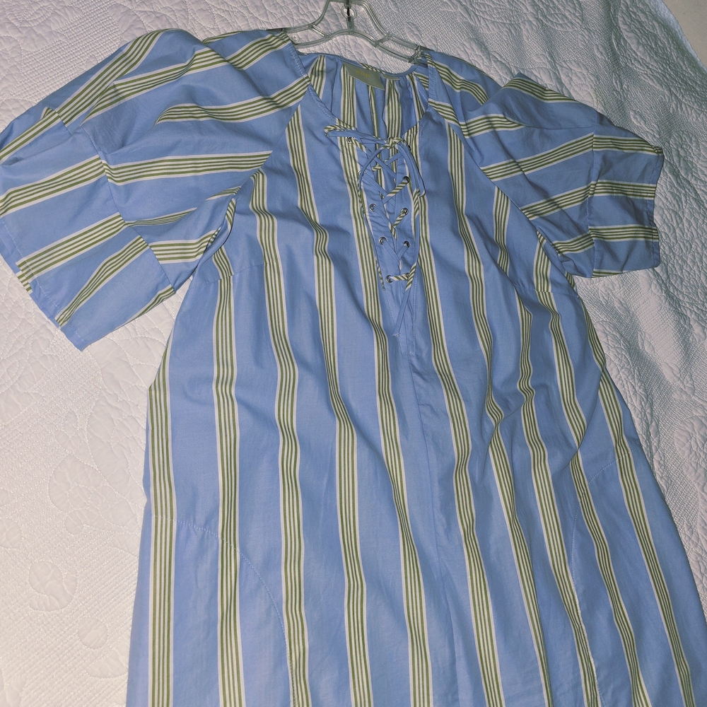 Anthropologie- Blue and Green Striped Dress
